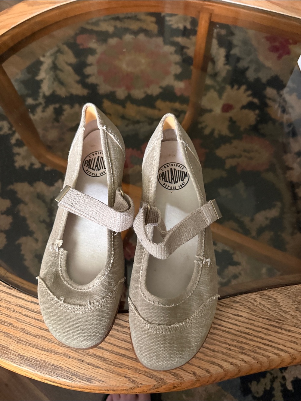 Palladium Tan Canvas Mary Jane Shoes